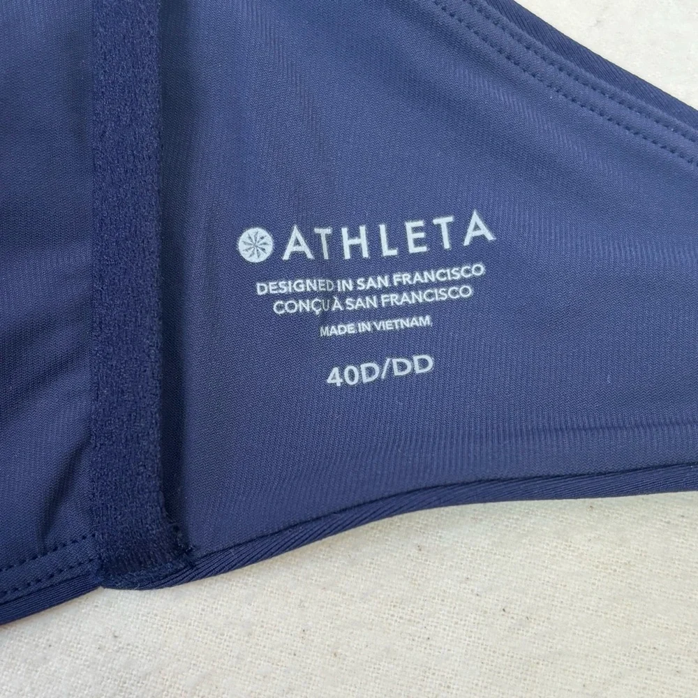 🏷️NWT Athleta Square Neck Bra Cup Bikini‎ Top Navy Blue Size 40D/DD New w/ Tags